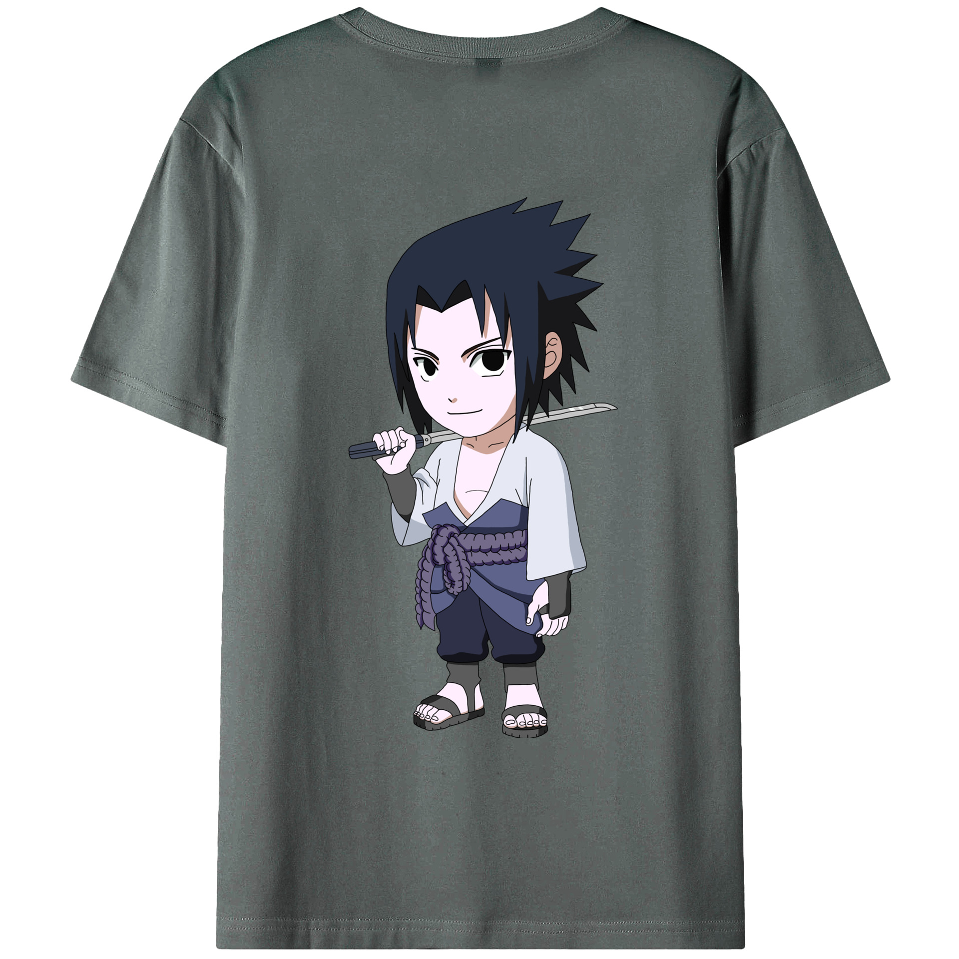 （画像用） NARUTO -ナルト- うちは サスケ Uchiha Sasuke 綿100％ メンズ半袖Tシャツ（バックプリント） 通気性